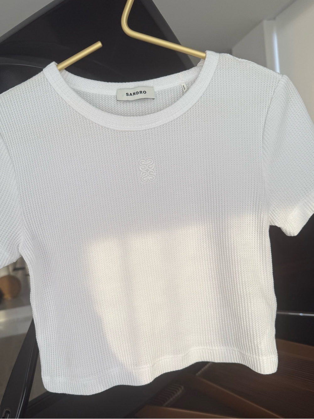 SANDRO White Ribbed Crop Top - Picture 4 of 11